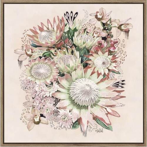 Frida Bunch Cream Framed Canvas Print 90x90
