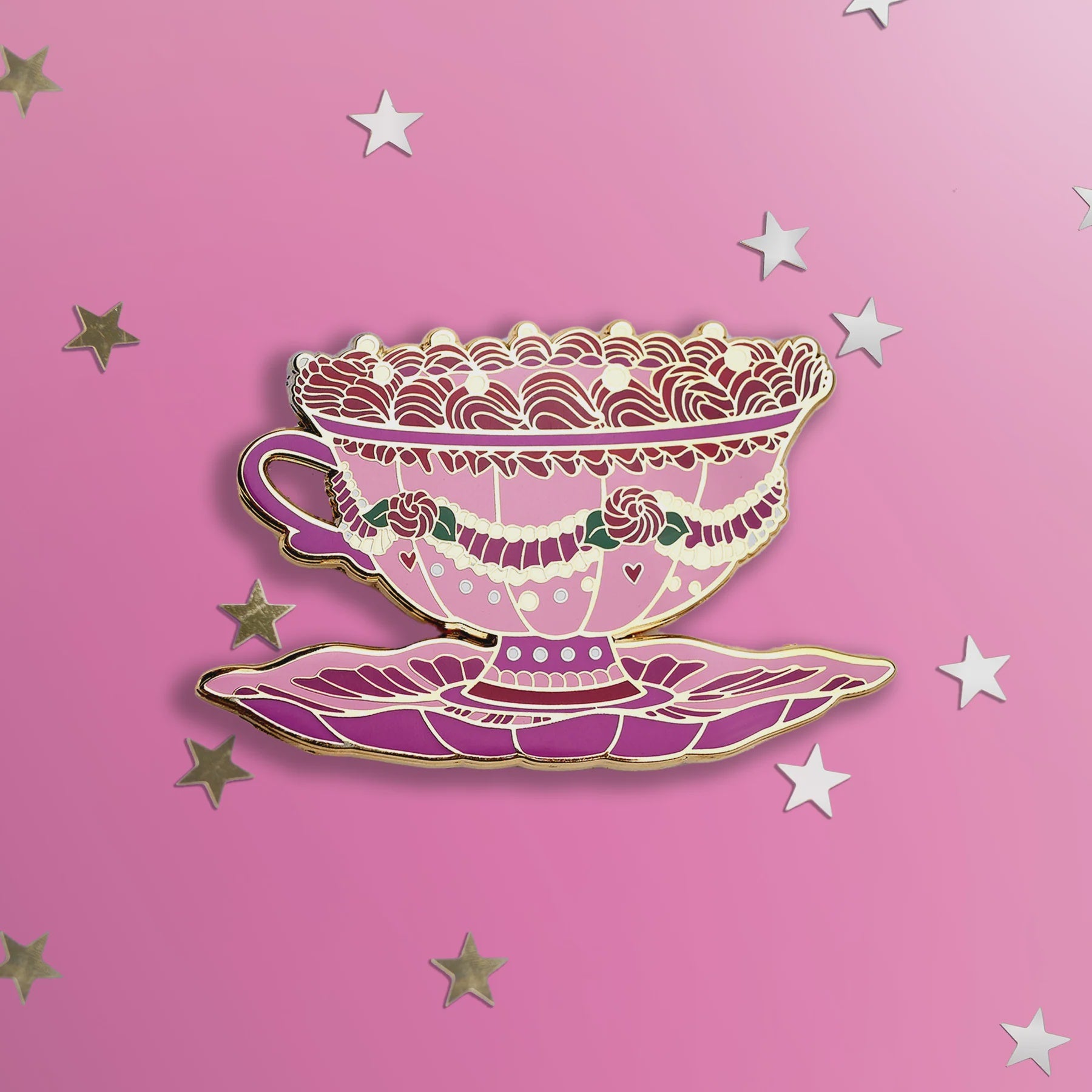 Let Them Sip Cake Enamel Pin