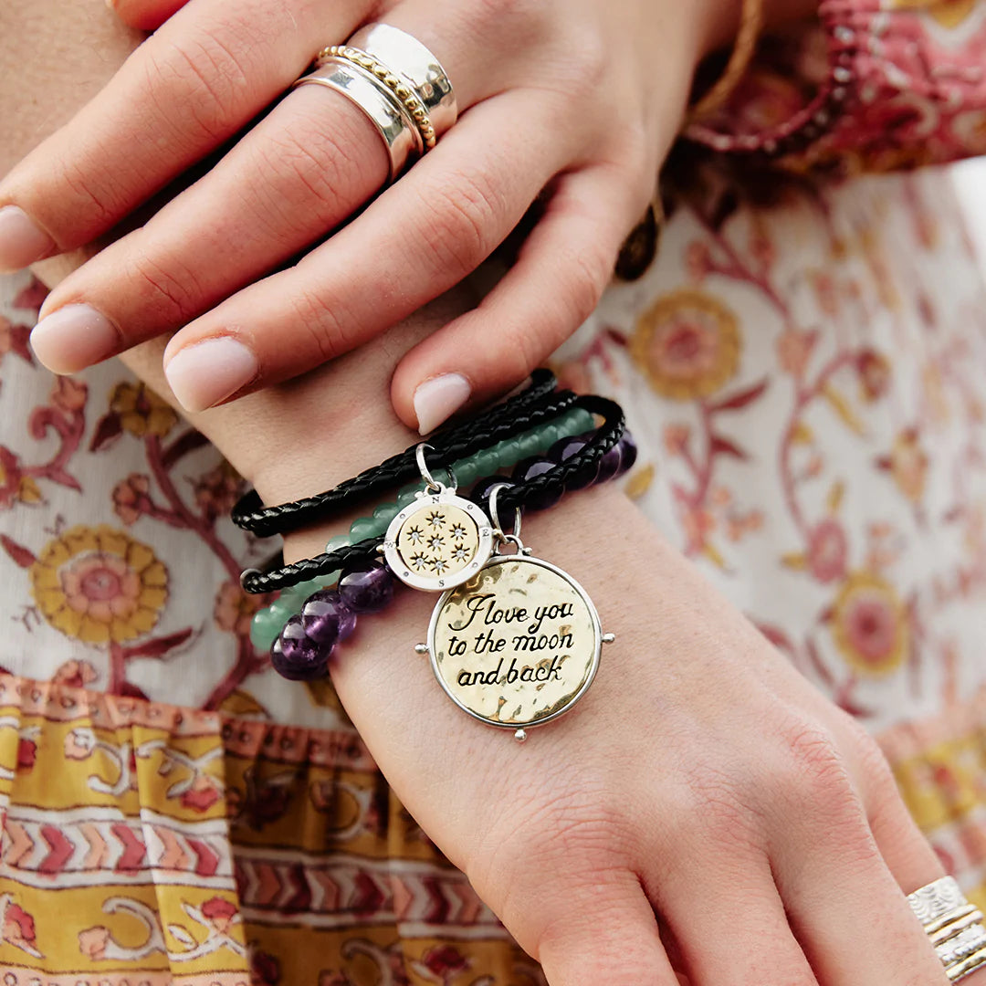 Moon and stars direction spinner charm