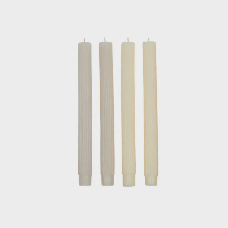 Ribbed Candle Light Tones - Cream & Grey