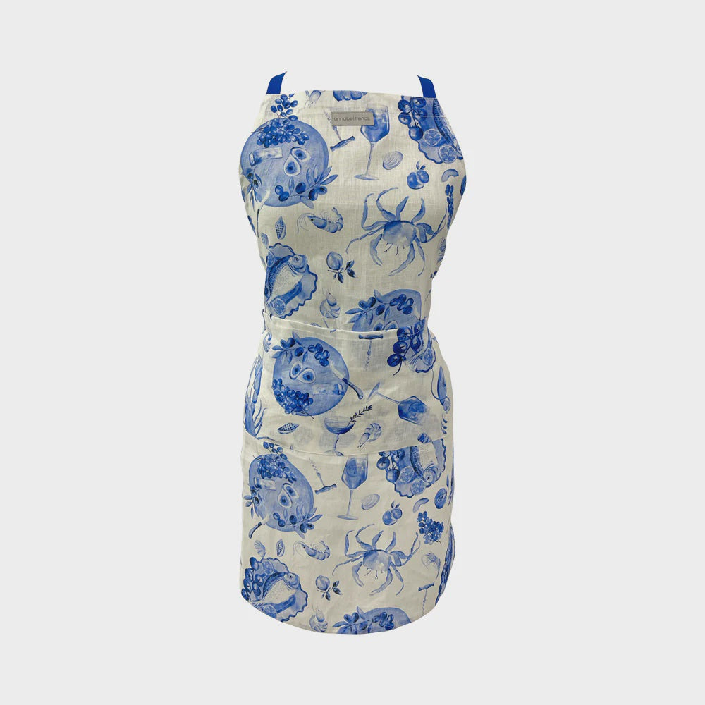 Linen Apron - Seafood Blue