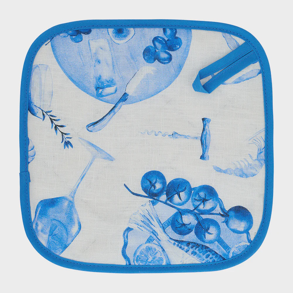 Linen Pot Holder - Seafood Blue