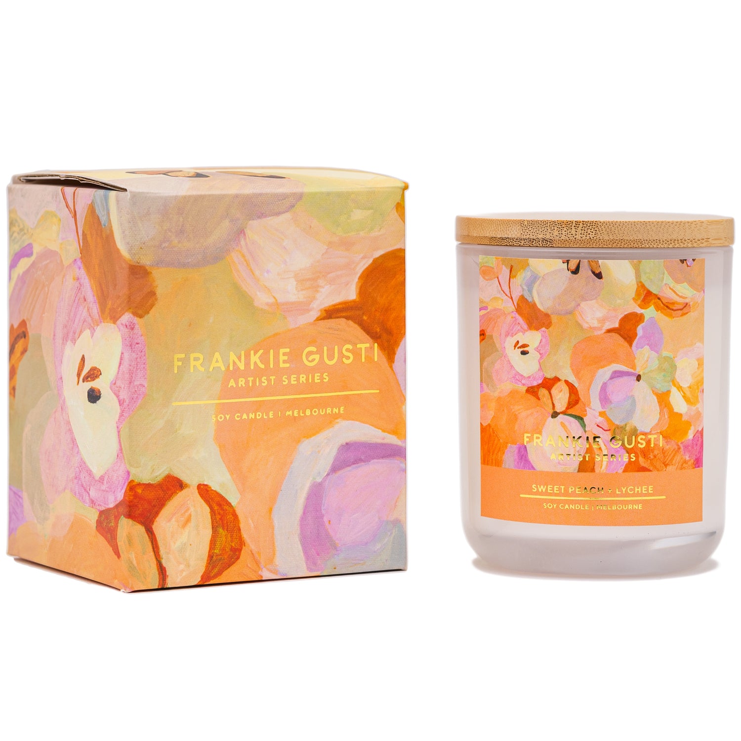 Frankie Gusti Sweet Peach + Lychee Soy Candle
