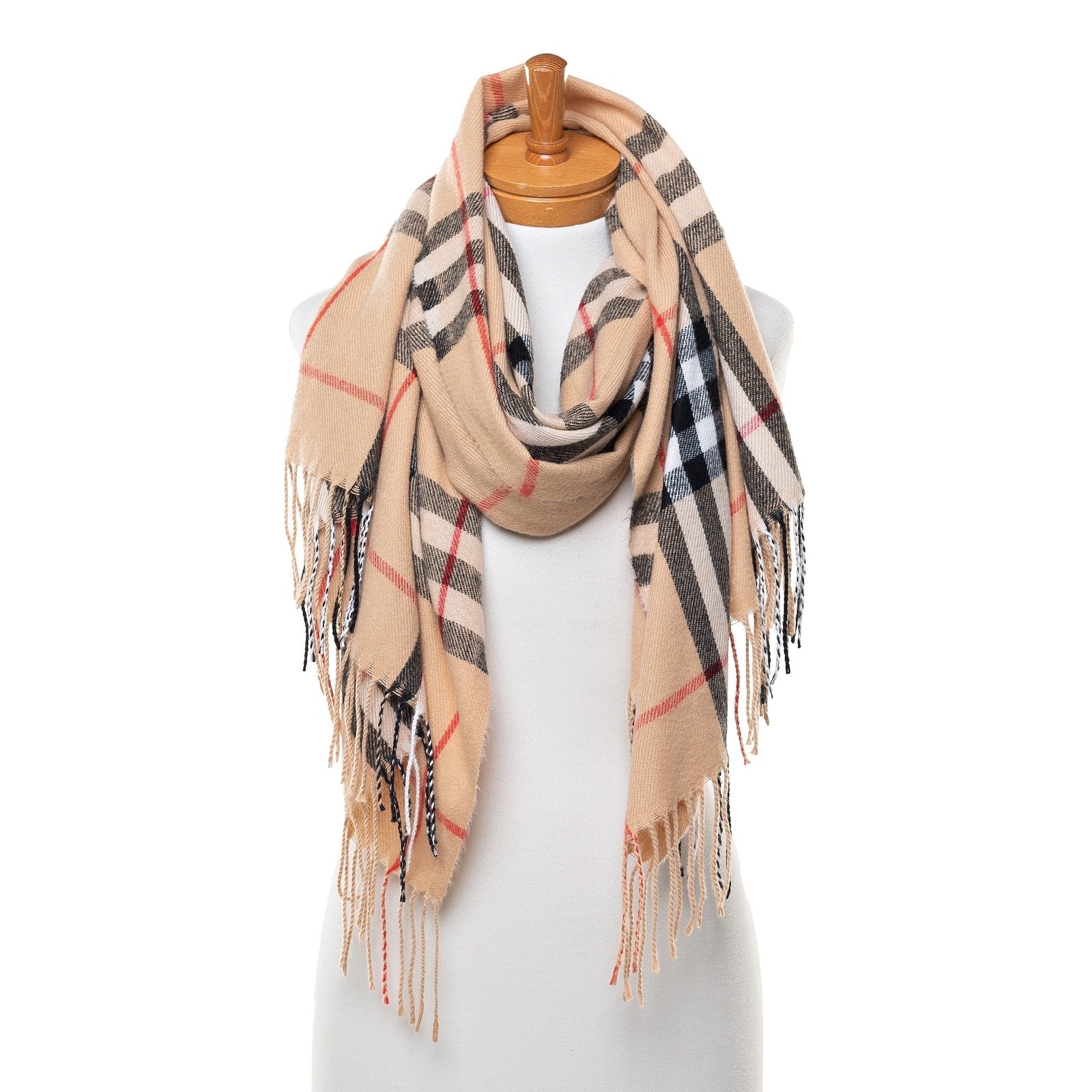 Xavier Camel Check Scarf