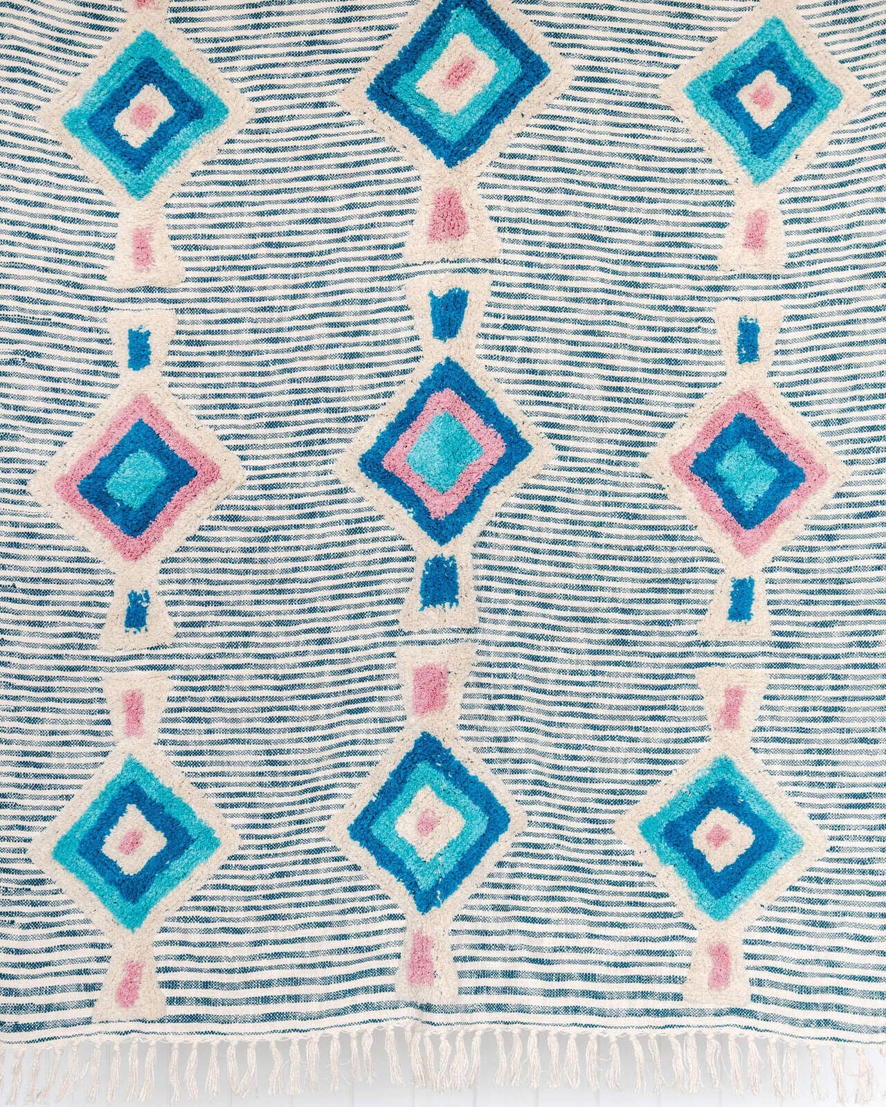 Batik Throw Blanket - Natural & Teal