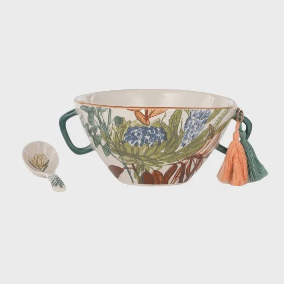 Assemble Umber Ceramic Soup Bowl & Spoon Set