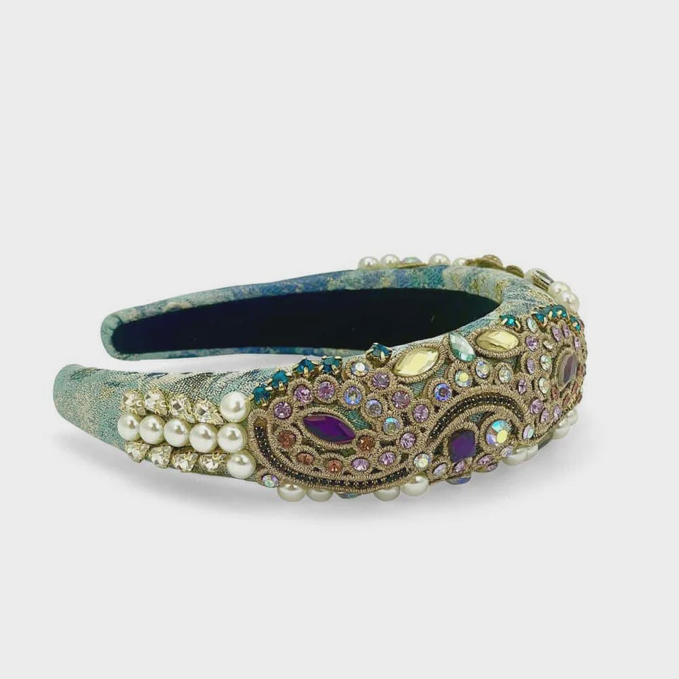 Vienna Embellished Headband - Blue