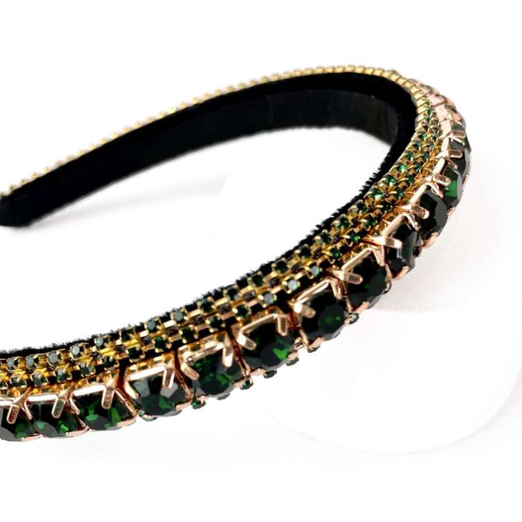 Arcade Rhinestone Headband - Emerald