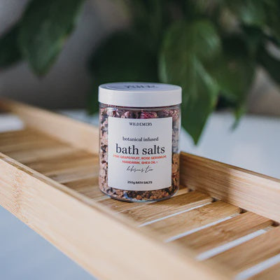 Botanical Infused Bath Salts Jar - Pink Grapefruit, Rose Geranium & Mandarin