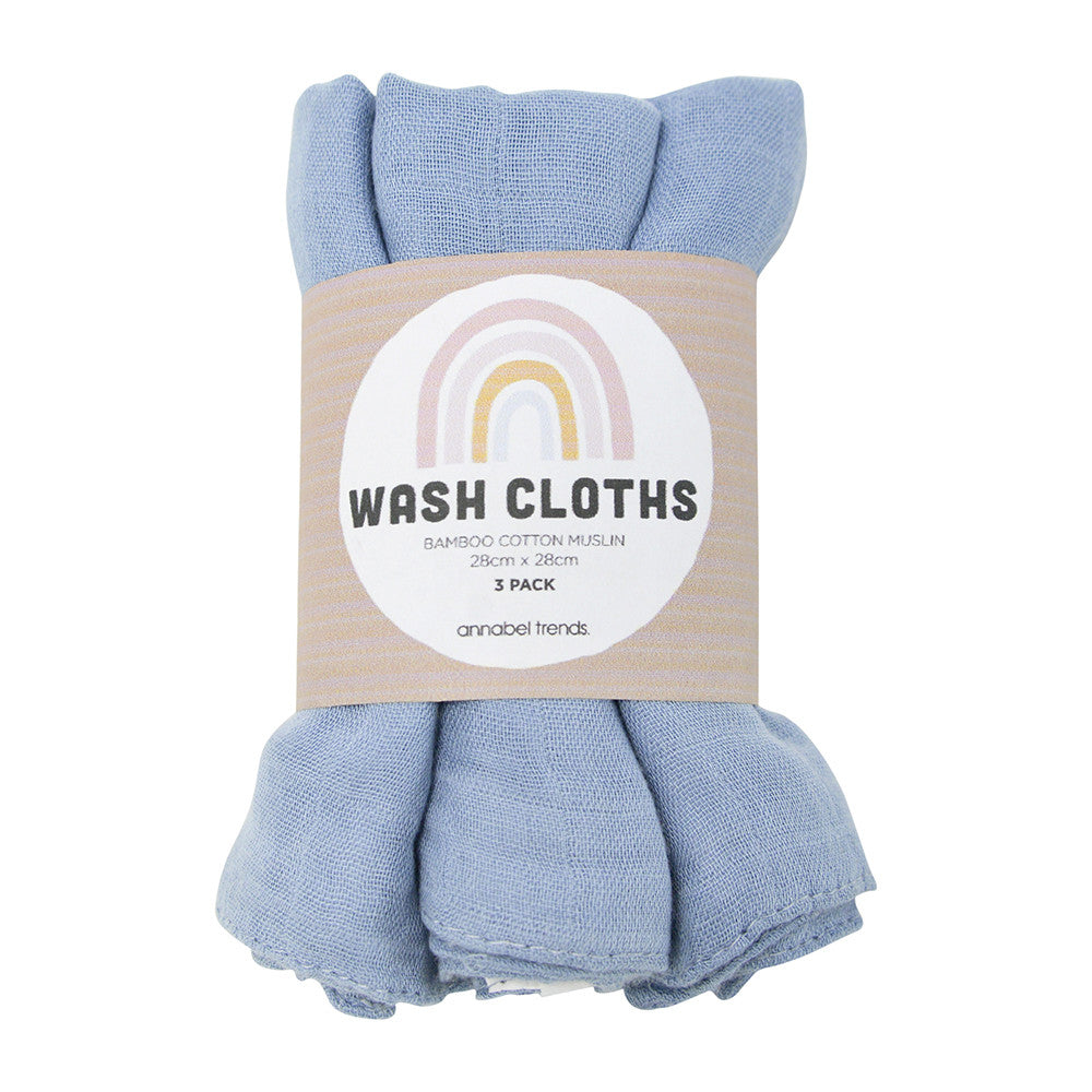 Muslin Wash Cloths Set of 3 - Assorted