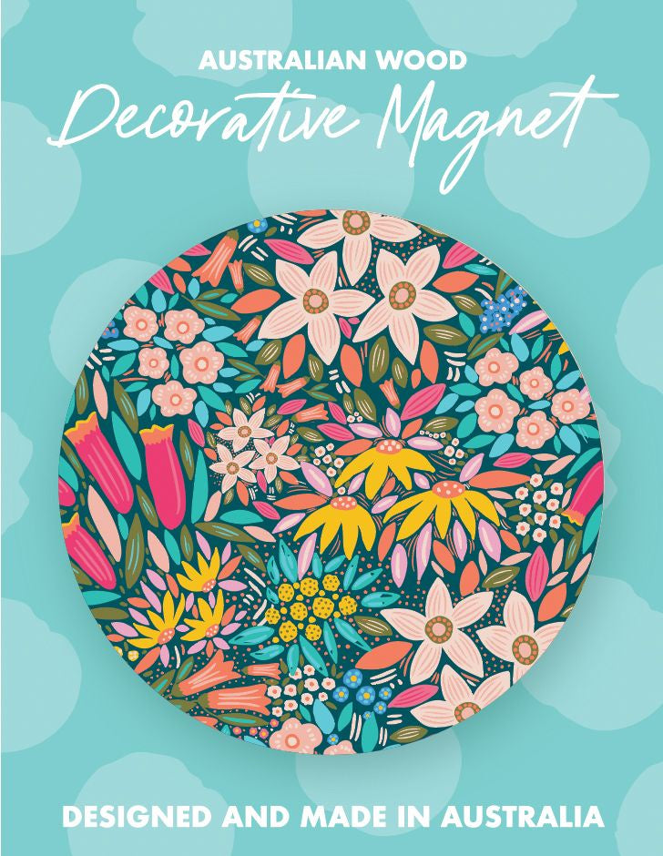Australian Wood Magnet - Field of Flowers