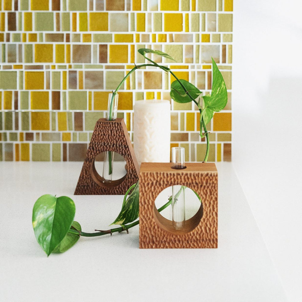 Acacia Square Dimple Vase