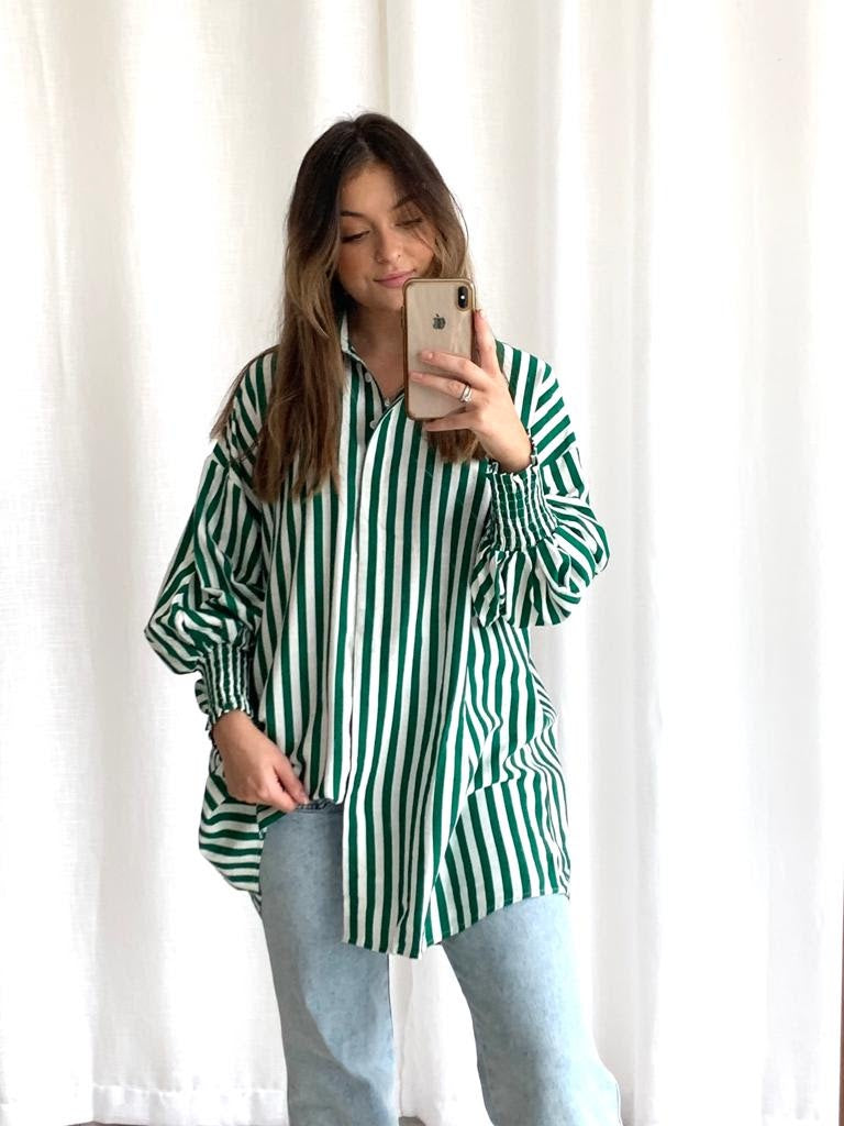Helena Green Stripe Shirt