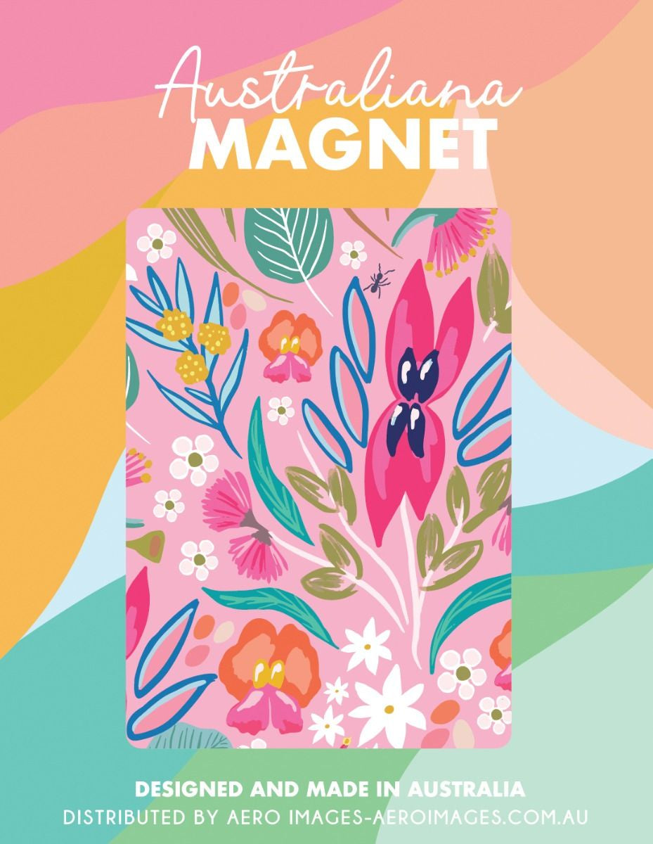 Australiana Fridge Magnet - Mixed Pink Floral