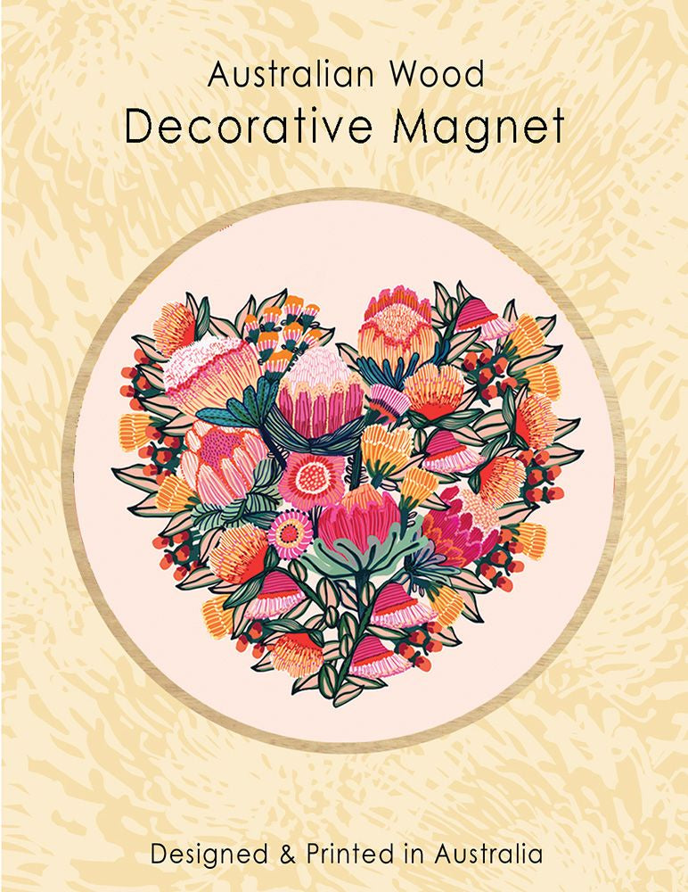 Australian Wood Magnet - Heart