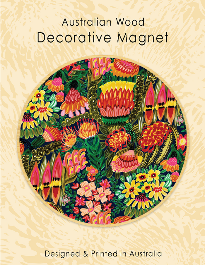 Australian Wood Magnet - Grevillea Garden