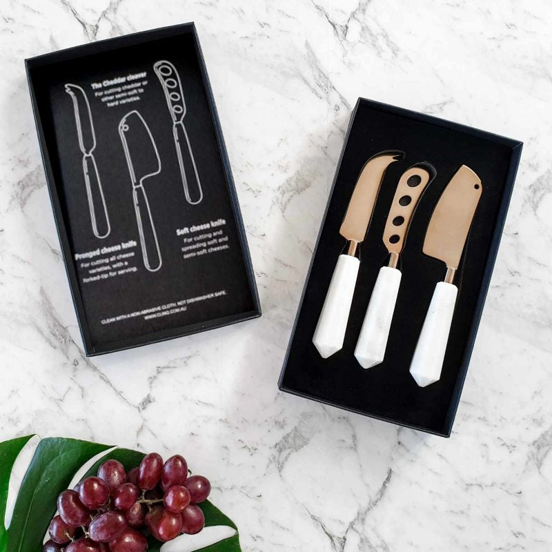 Marble 3 Piece Cheese Knife Set