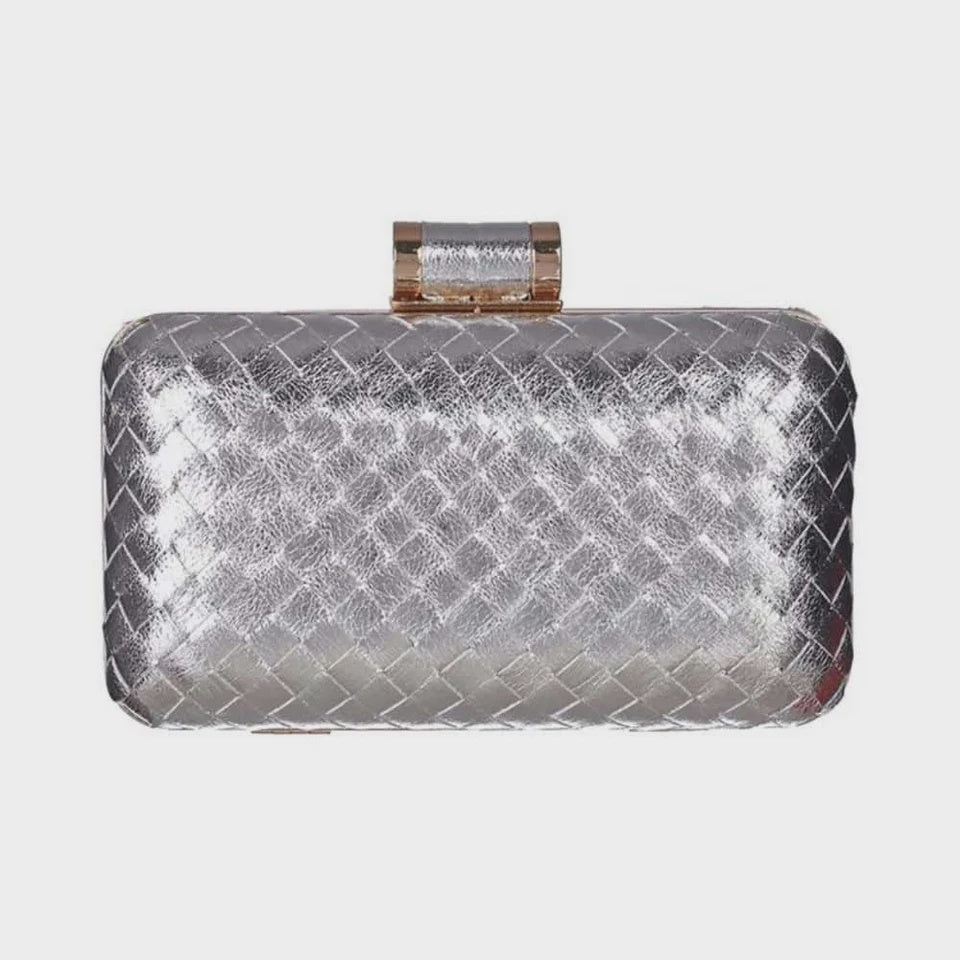 Metallic Plait Event Bag - Silver