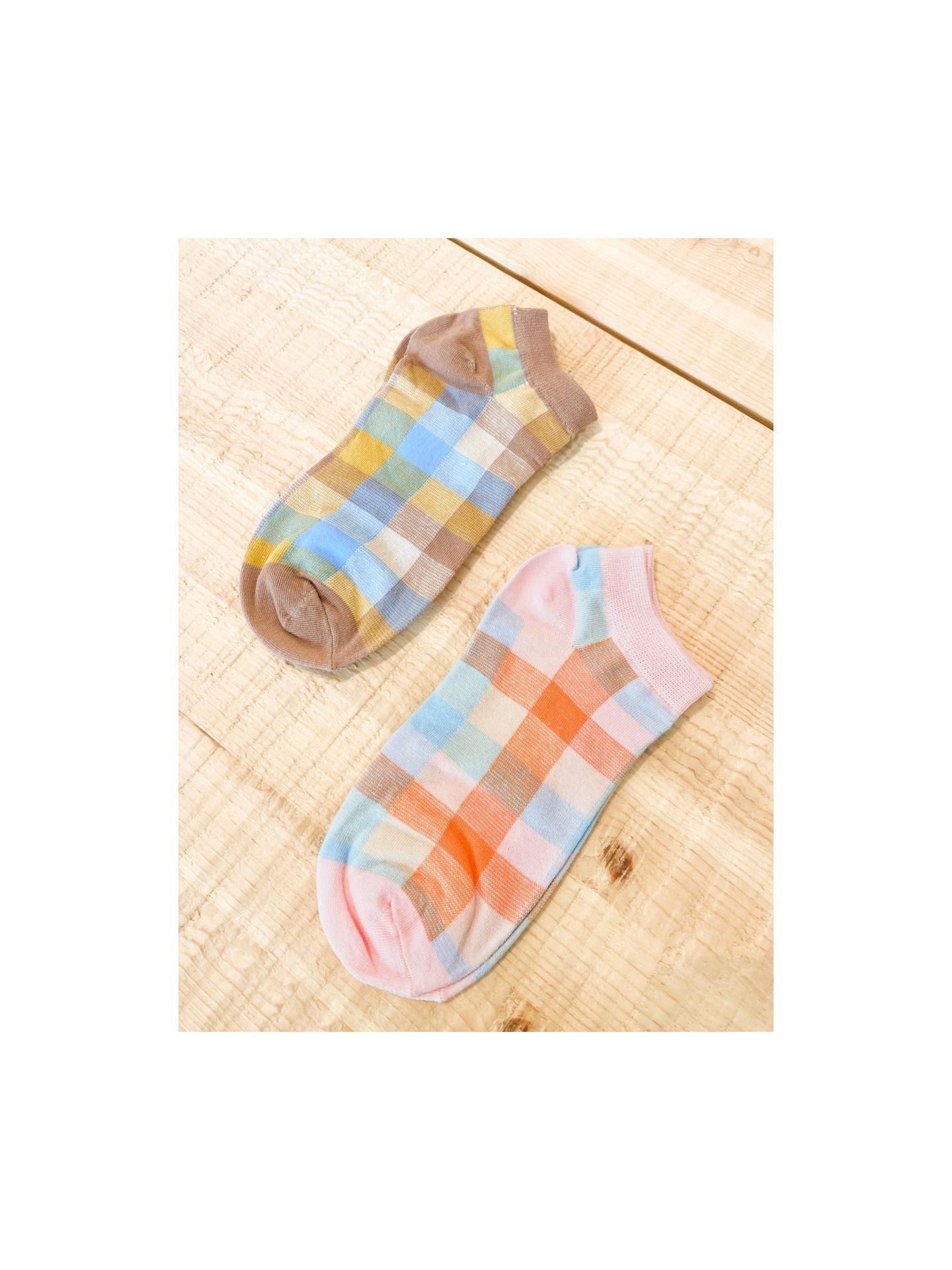 Pastel Check Ankle Socks 2 Pack