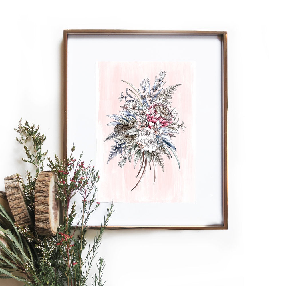 Pink Natives Art Print A4