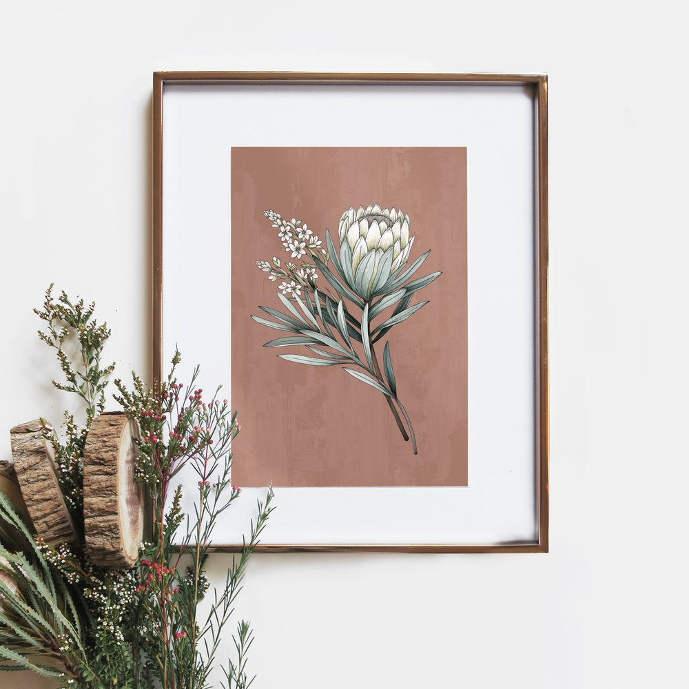 Protea Portrait Art Print A3