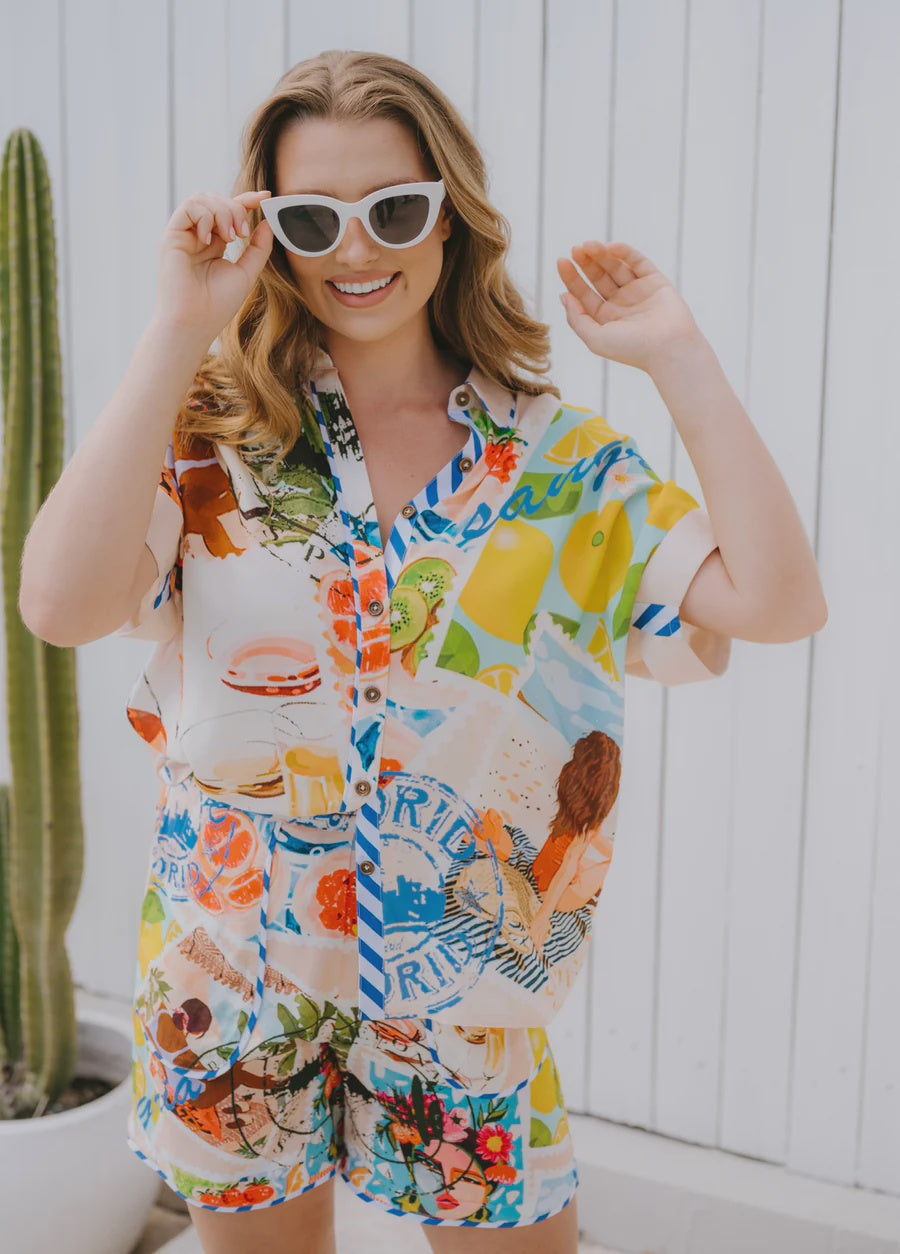 Stamp Print Shorts