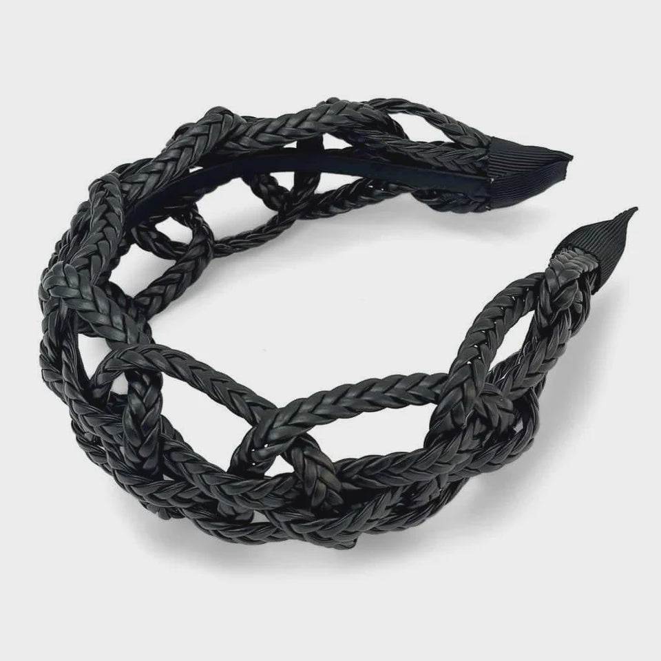 Wide Weave Headband Black Fossick & Co