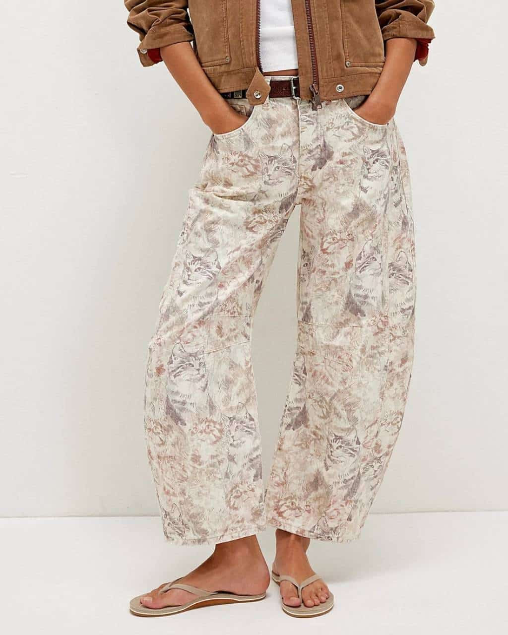 Cat Print Denim Jeans