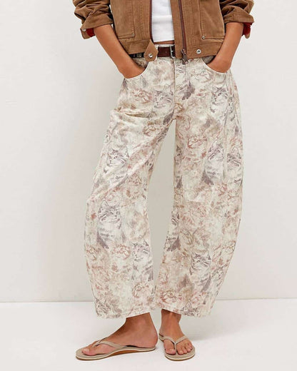 Cat Print Denim Jeans