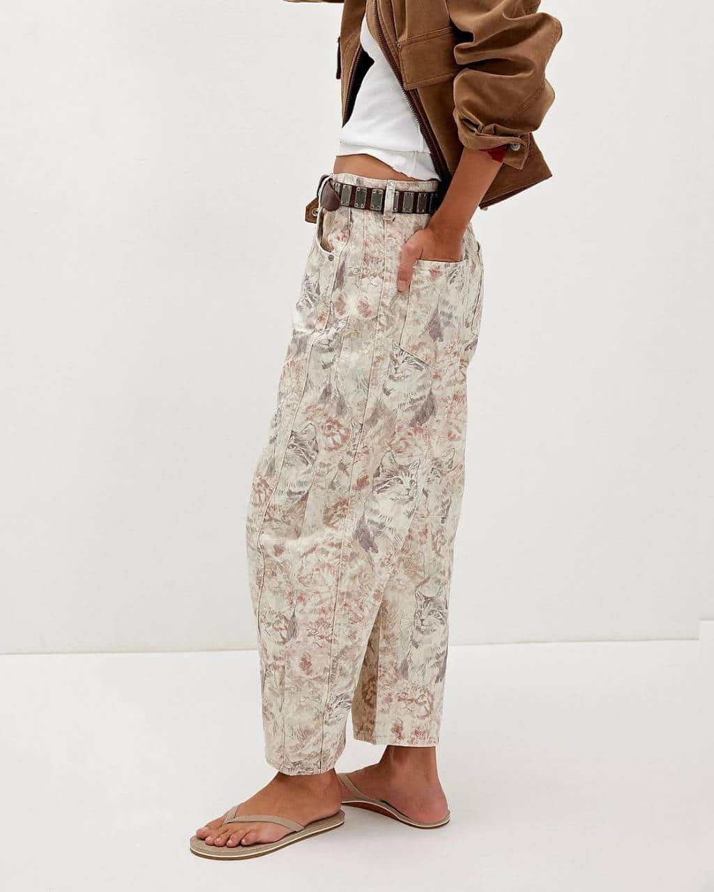 Cat Print Denim Jeans