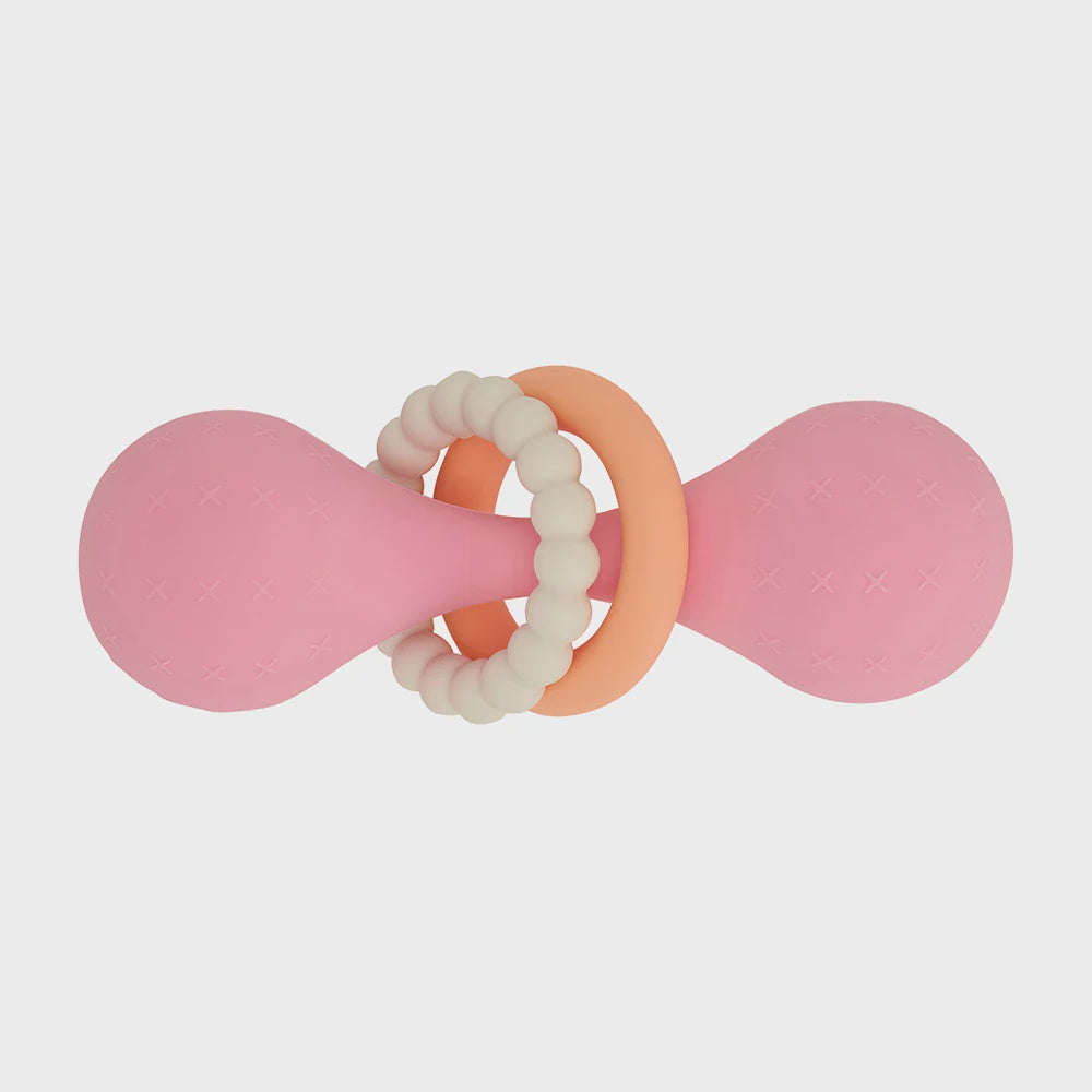 Silicone Dumbbell Rattle - Pink