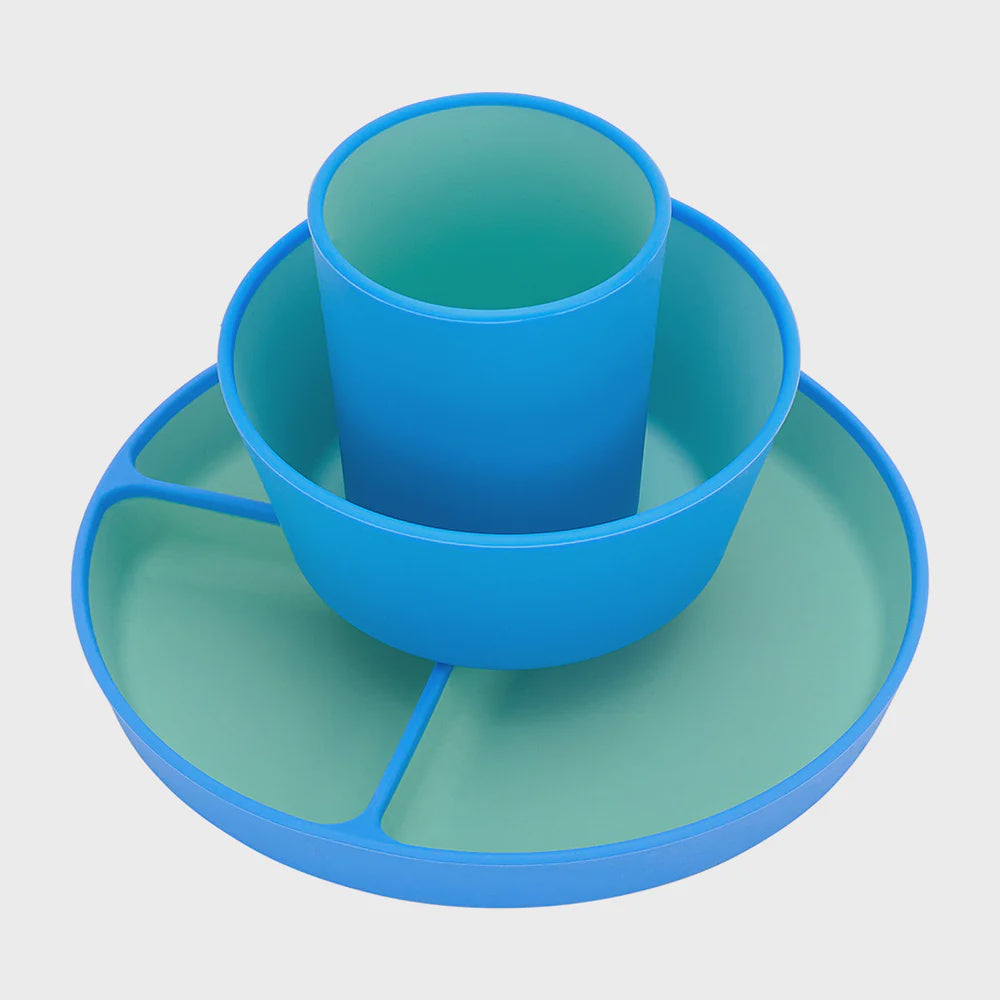 Silicone Two Tone Dinner Set - Blue
