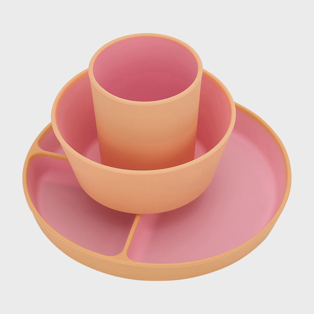 Silicone Two Tone Dinner Set - Pink
