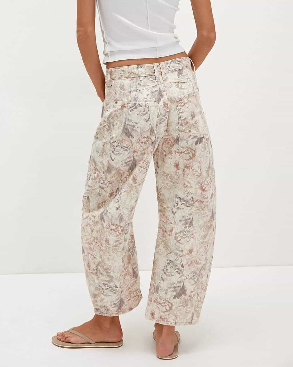 Cat Print Denim Jeans