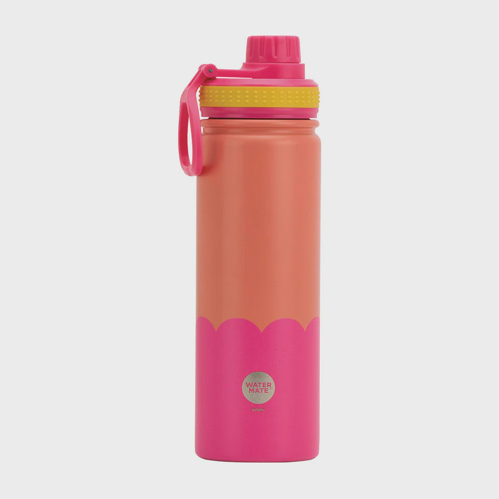 Watermate Drink Bottle 600lm - Orange &amp; Pink Wave