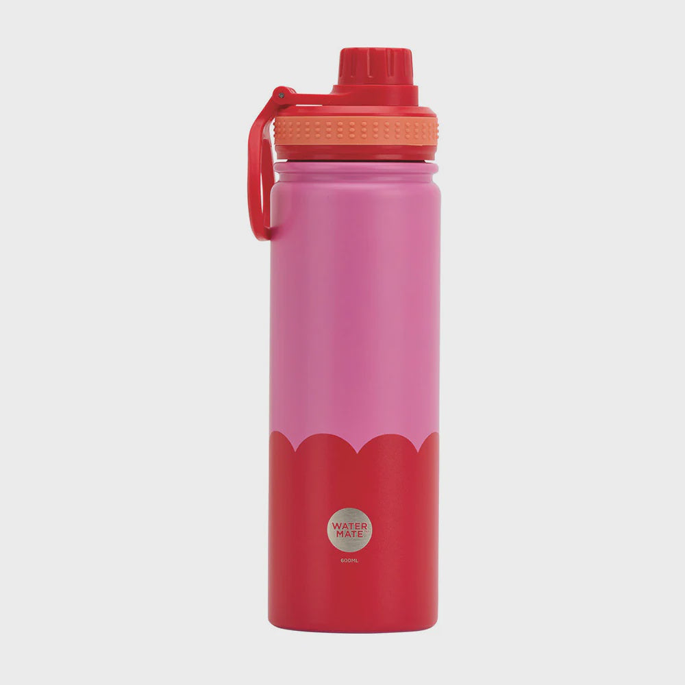 Watermate Drink Bottle 600ml - Pink &amp; Red Wave