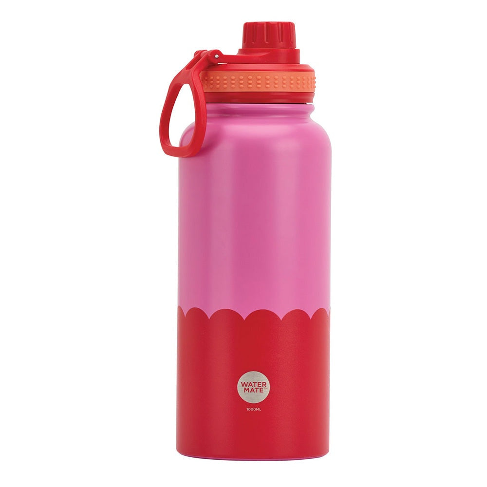 Watermate Drink Bottle 1 Litre - Pink & Red Wave