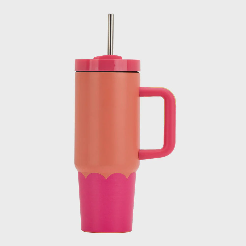 Super Sip Stainless Steel Cup - Pink &amp; Orange Wave