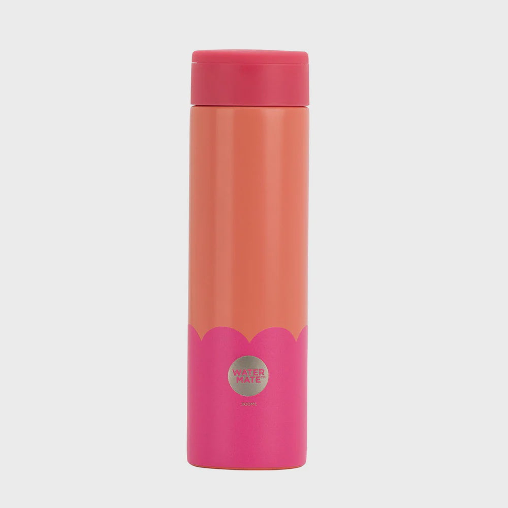 Mini Water Bottle 300ml - Orange &amp; Hot Pink Wave