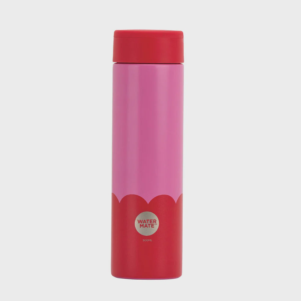 Mini Water Bottle 300ml - Pink &amp; Red Wave