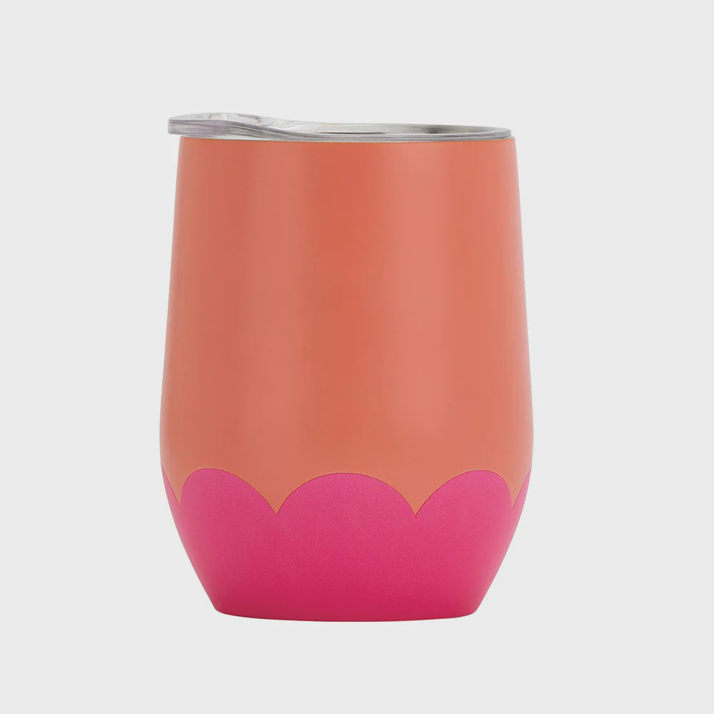 Wine Tumbler 350ml - Orange &amp; Hot Pink Wave