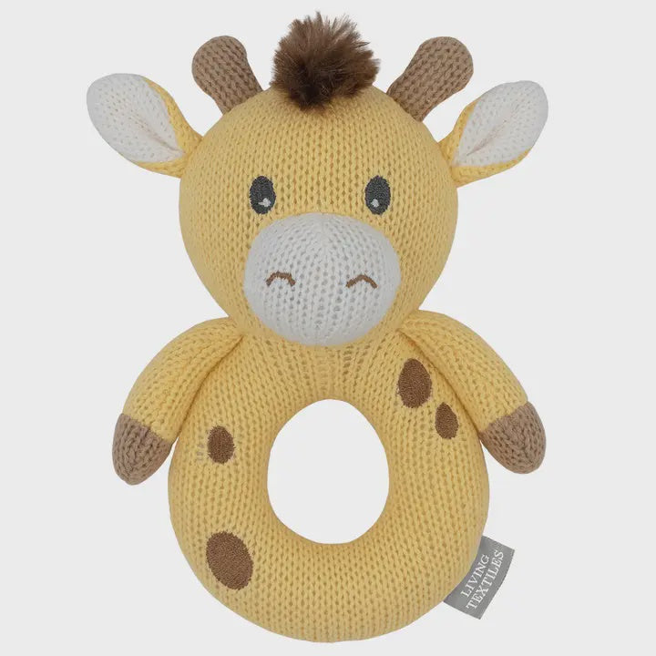 Noah the Giraffe Knitted Rattle