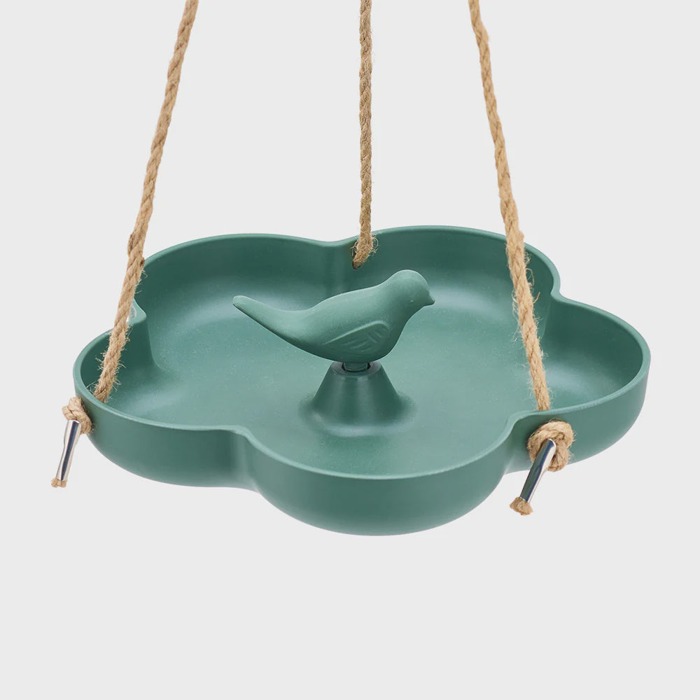 Green Flower Bamboo Bird Feeder