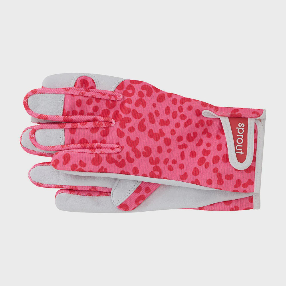 Sprout Goatskin Gloves - Cheetah Pink Spot