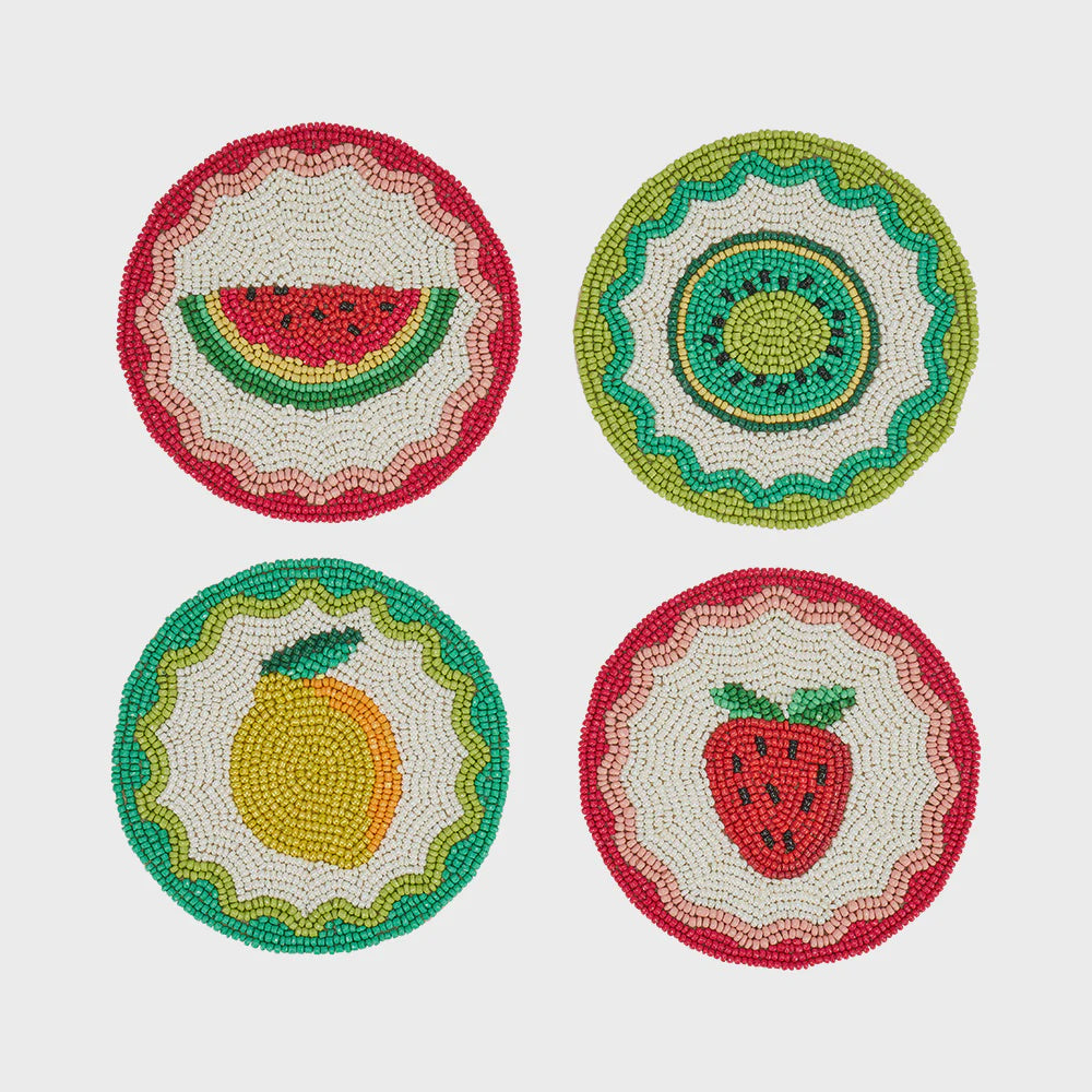 Tropicana Beaded Coasters - Set of 4