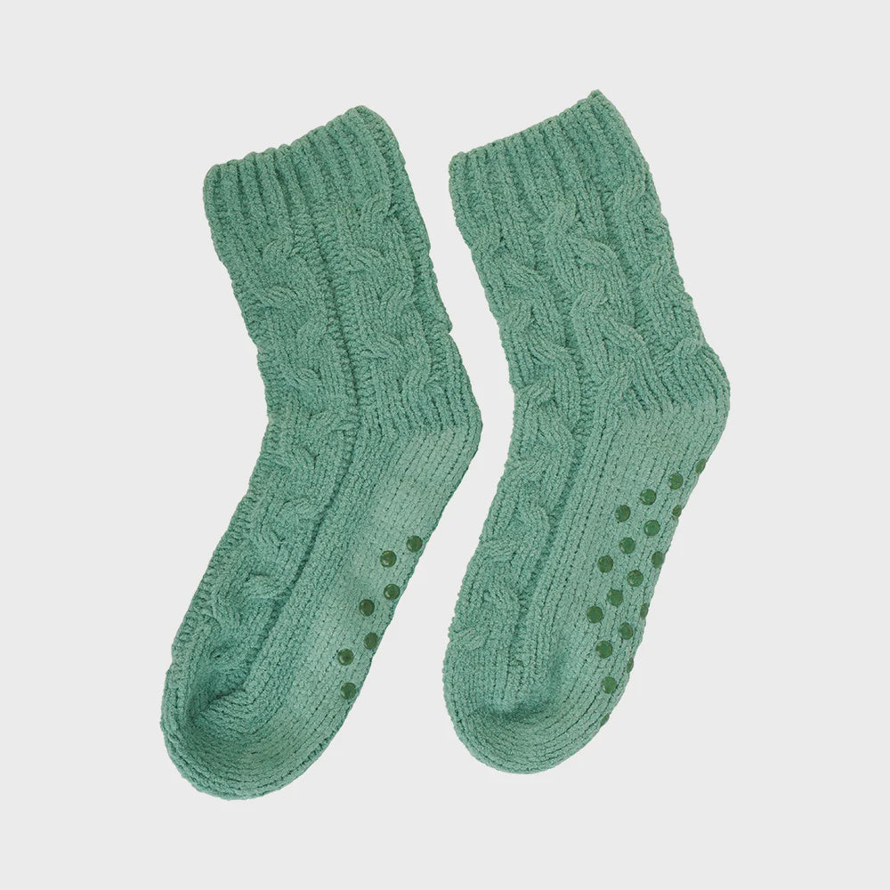 Chenille Room Socks - Dark Sage