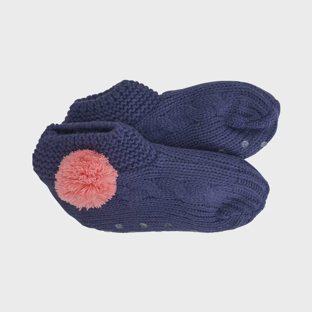 Slouchy Slippers - Navy & Pink