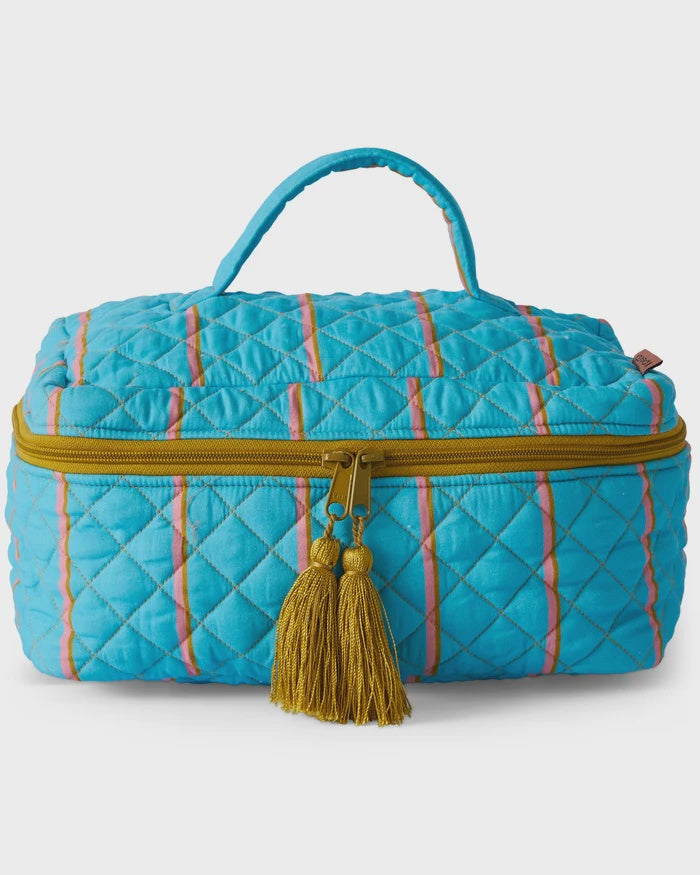 Aegean Stripe Quilted Cotton Toiletry Case