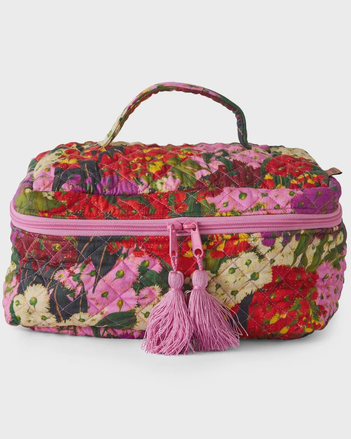 Australian Bush Blossom Quilted Cotton Toiletry Case