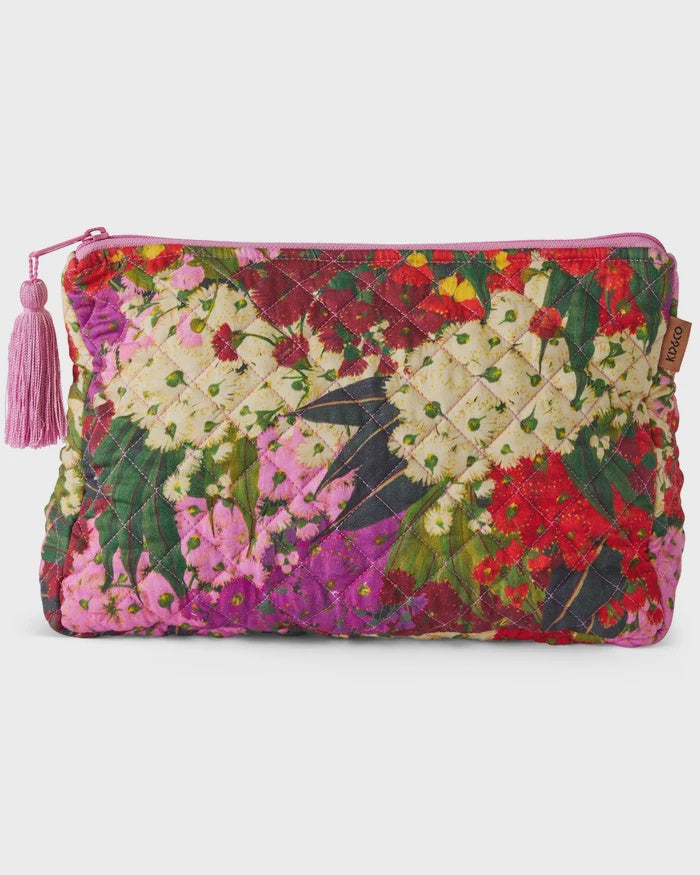 Australian Bush Blossom Quilted Cotton Toiletry Purse